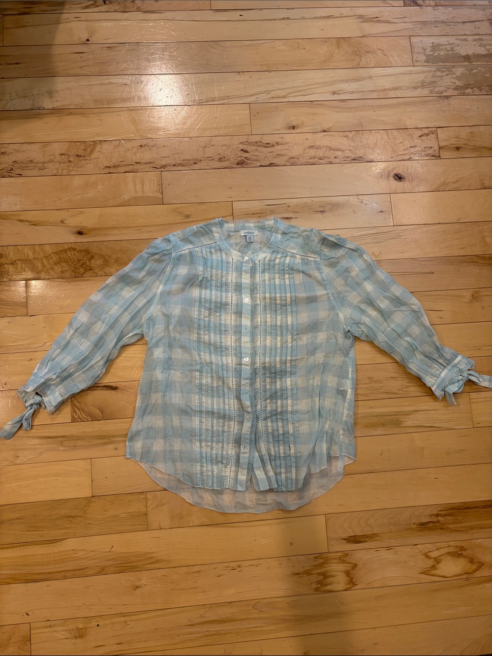 Sundance Light Blue and White Plaid Button-Up Top